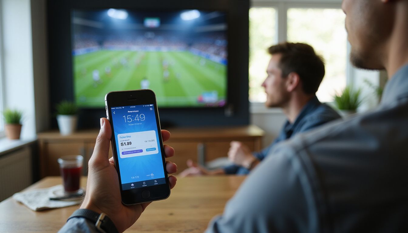 A modern smartphone displaying a digital payment interface in a sportsbook environment. A modern smartphone displaying a digital payment interface in a sportsbook environment.